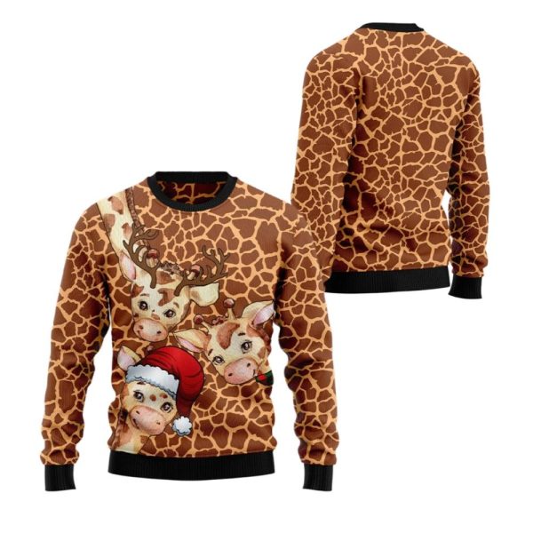 2025 Christmas Giraffe Funny Ugly Christmas Sweater 1 2