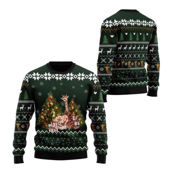 2025 Christmas Giraffe Holiday Ugly Christmas Sweater 1 2