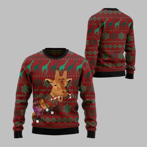 2025 Christmas Giraffe Winter Ugly Christmas Sweater 1 1