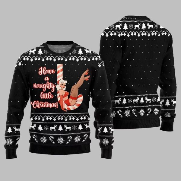 2025 Christmas Girl Candy Have A Naughty Little Christmas Ugly Christmas Sweater 1