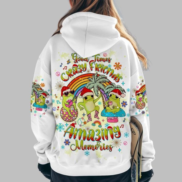 2025 Christmas Good Times Crazy Friends Amazing Memories Frog Shirt 4