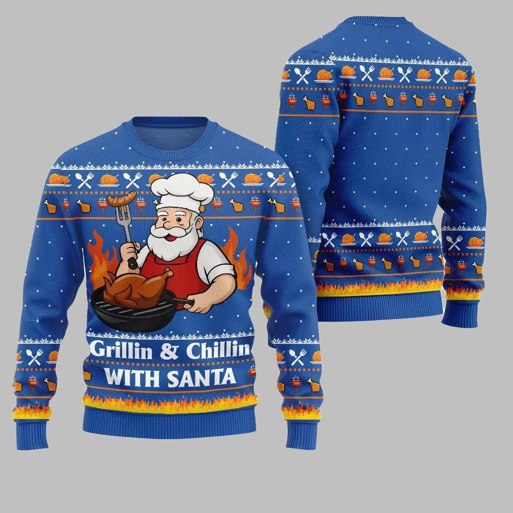 2025 Christmas Grillin Chillin With Santa Ugly Christmas Sweater 1 2025 Christmas Grillin Chillin With Santa Ugly Christmas Sweater 1