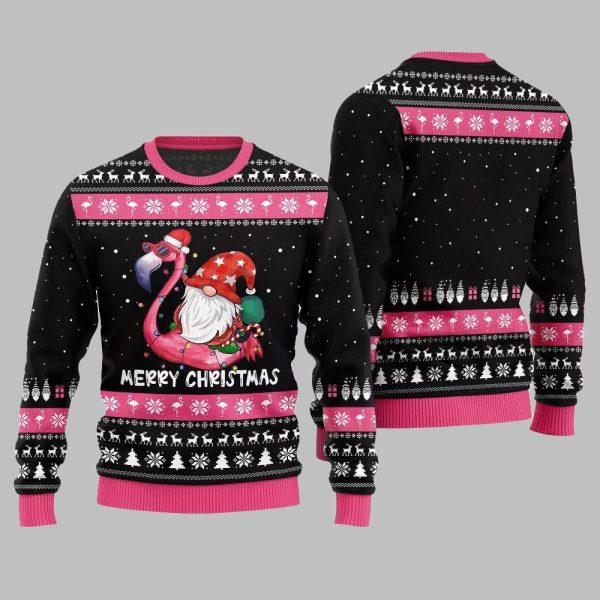 2025 Christmas Happy Christmas Flamingo Ugly Christmas Sweater 1