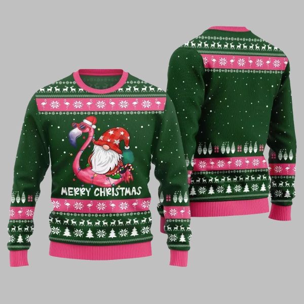 2025 Christmas Happy Christmas Flamingo Ugly Christmas Sweater 4