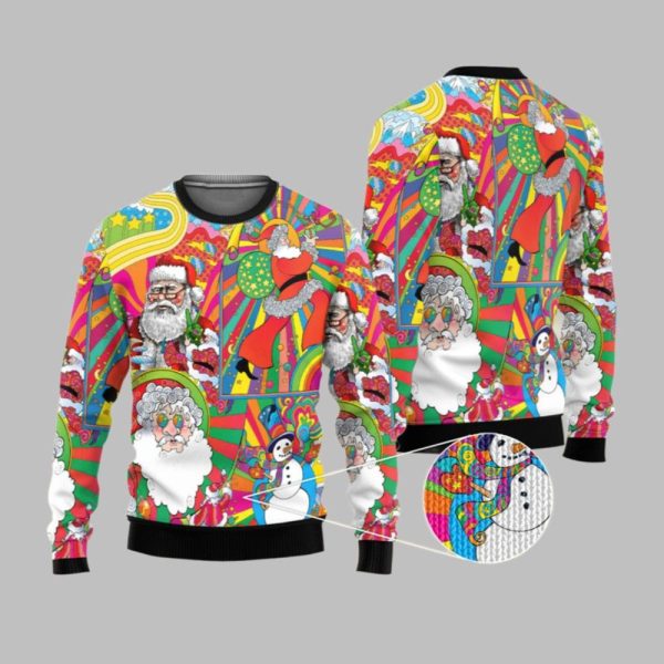 2025 Christmas Hippie Santa Ugly Christmas Sweater 1 1