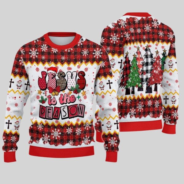 2025 Christmas Jesus Is The Reason Ugly Sweatshirt 1