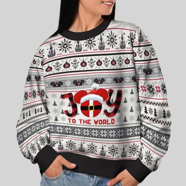2025 Christmas Joy To The World Mouse Christmas Ugly Sweatshirt 2