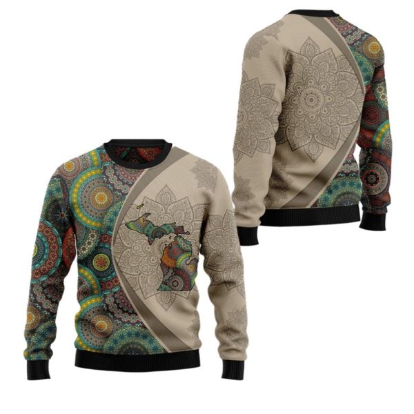 2025 Christmas Michigan Mandala Ugly Christmas Sweater 1 2