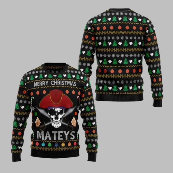 2025 Christmas Pirate Skull Ugly Christmas Sweater 1 1