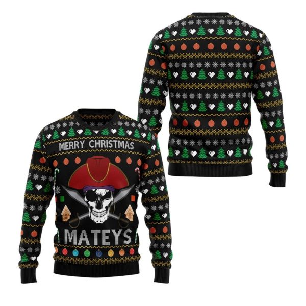 2025 Christmas Pirate Skull Ugly Christmas Sweater 1 2
