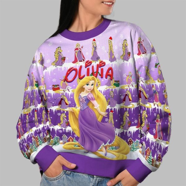 2025 Christmas Princess Rapunzel Cloudy Hair Movie Christmas Ugly Sweatshirt 2