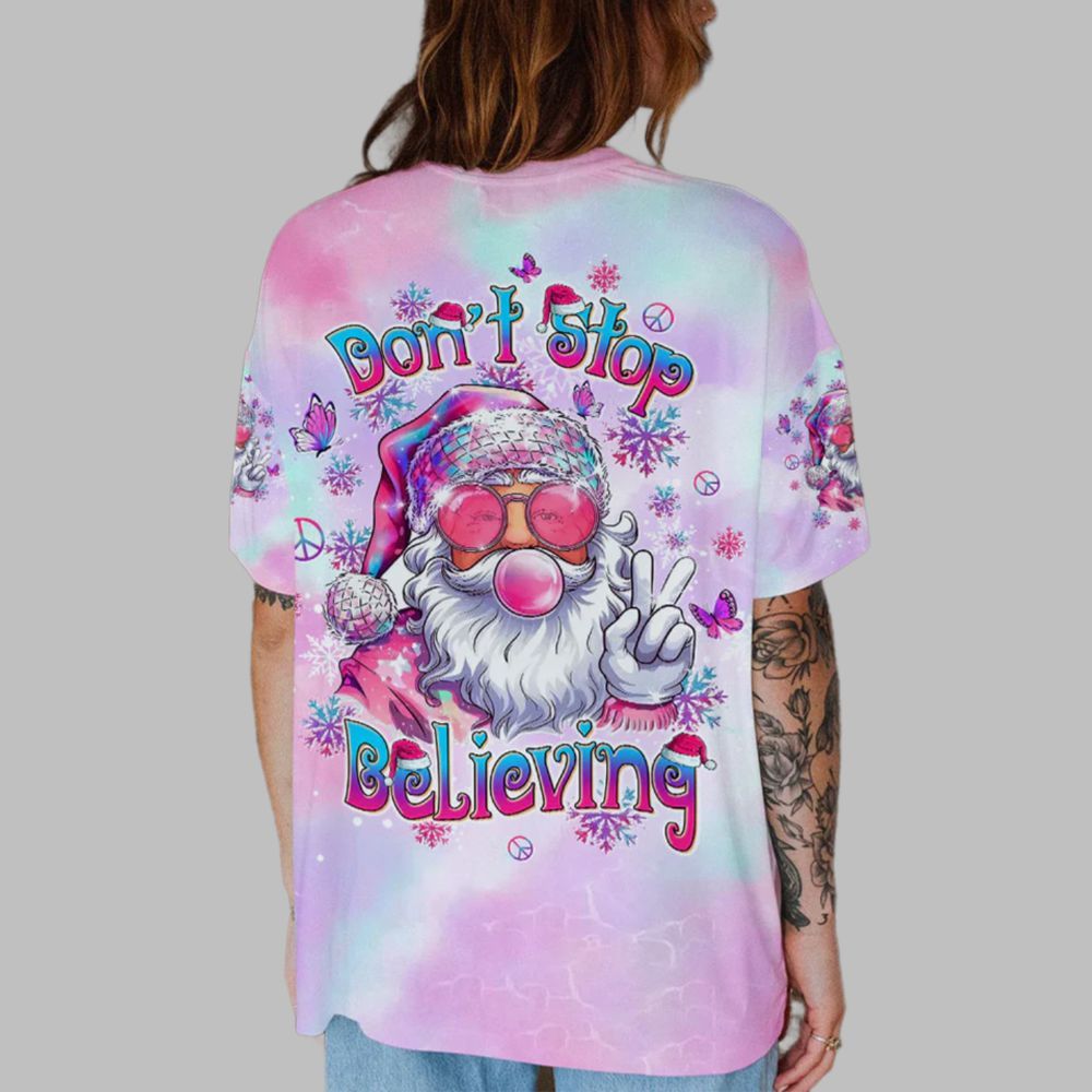 2025 Christmas Santa Claus Don't Stop Believing Blowing Bubble Shirt 2025 Christmas Santa Claus Don't Stop Believing Blowing Bubble Shirt