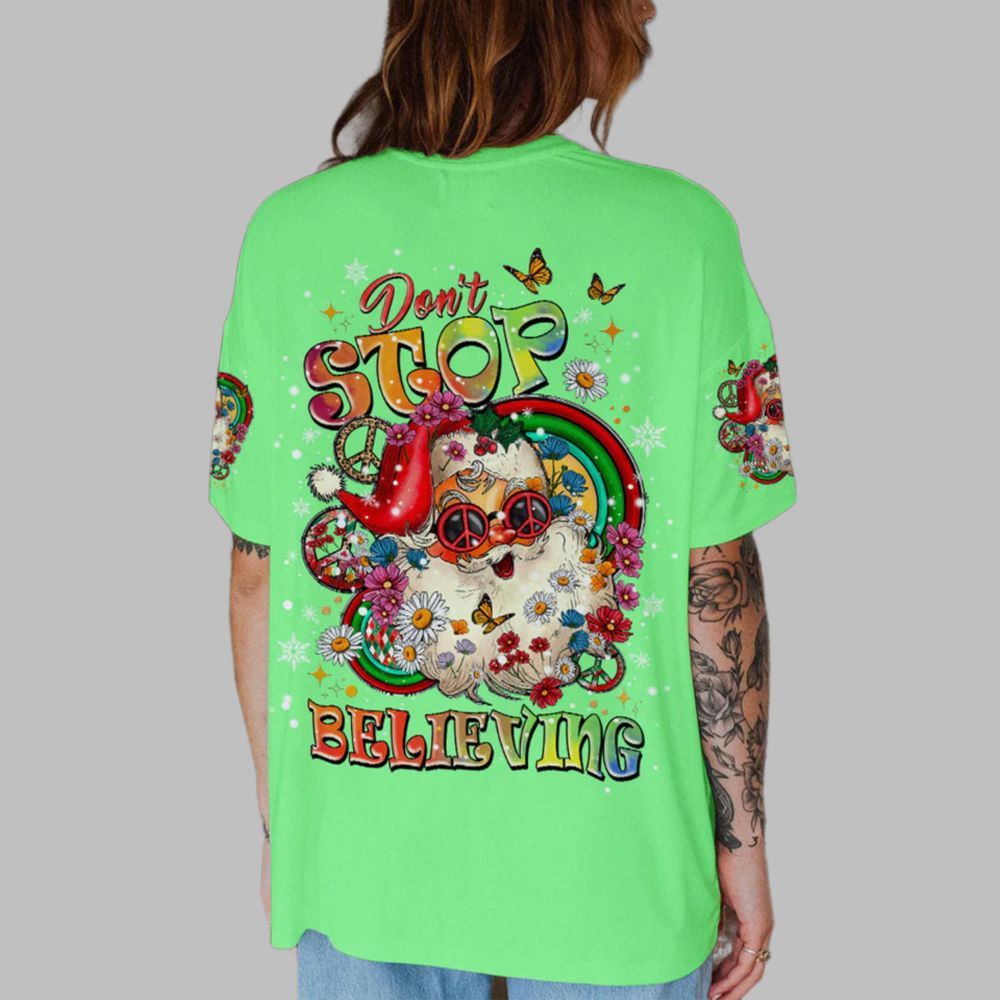 2025 Christmas Santa Claus Don't Stop Believing Shirt 2025 Christmas Santa Claus Don't Stop Believing Shirt