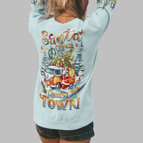 2025 Christmas Santa Claus Is Coming Too Town Shirt 3