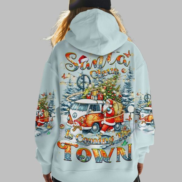 2025 Christmas Santa Claus Is Coming Too Town Shirt 4