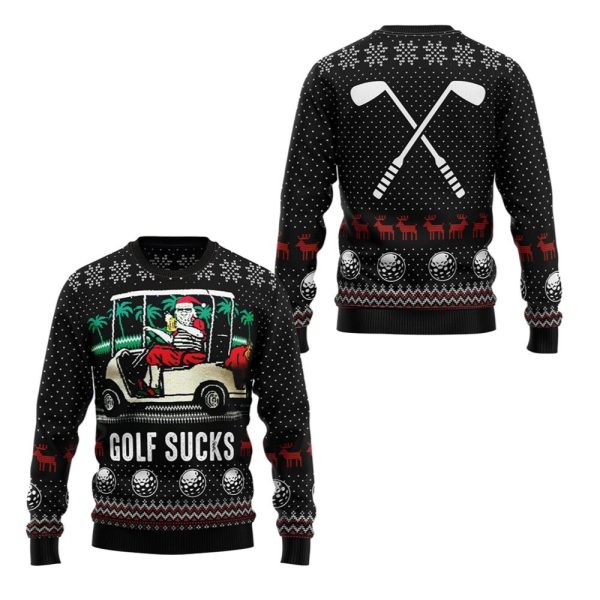 2025 Christmas Santa Golf Sucks Ugly Christmas Sweater 1 2