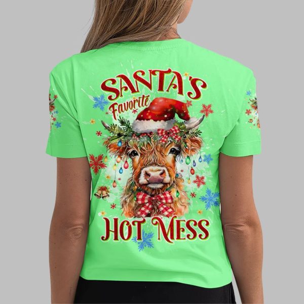 2025 Christmas Santa's Favorite Hot Mess Cow Shirt
