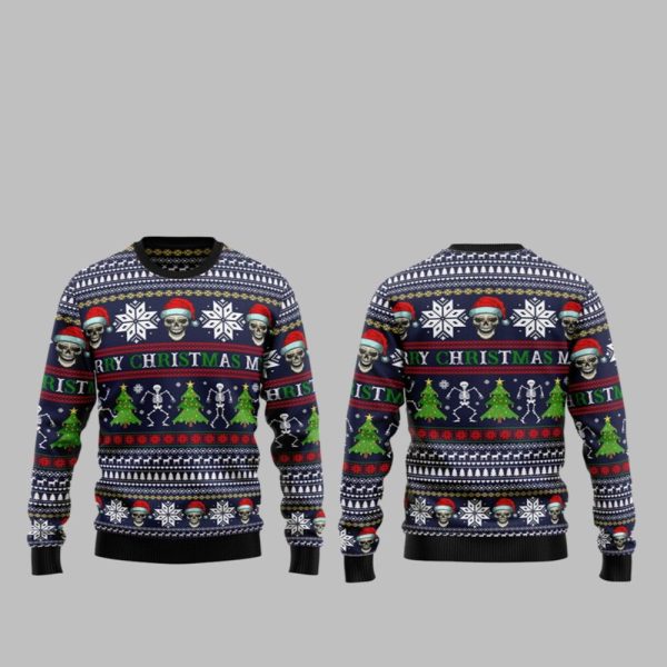 2025 Christmas Skull Christmas Ugly Christmas Sweater 1 1