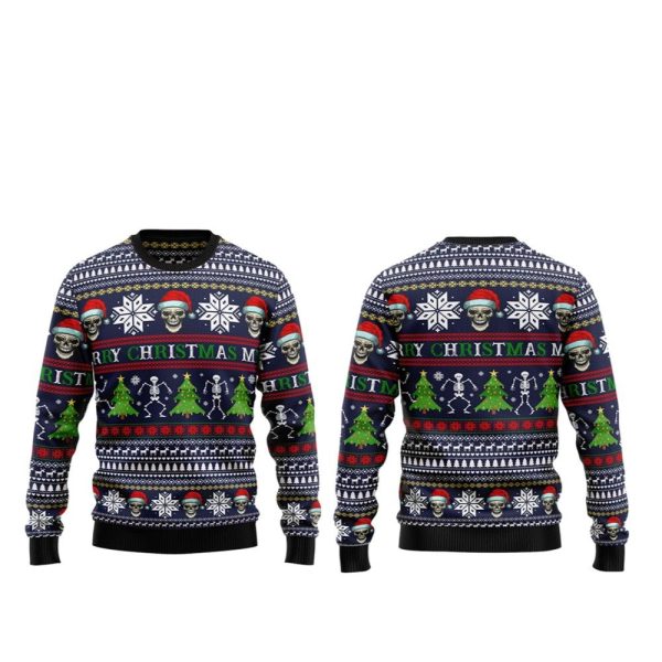 2025 Christmas Skull Christmas Ugly Christmas Sweater 1 2