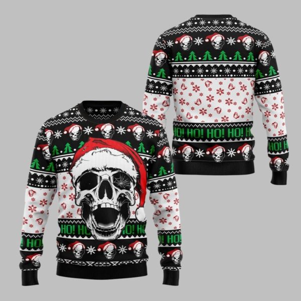 2025 Christmas Skull Xmas Hohoho Ugly Christmas Sweater 1 1