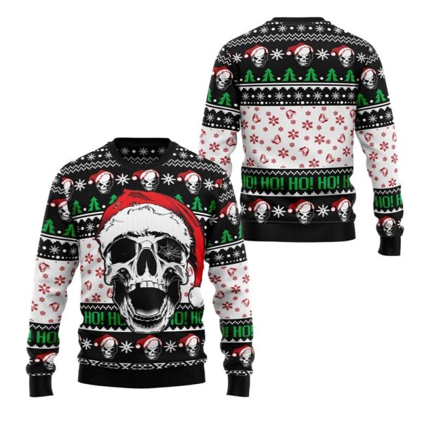 2025 Christmas Skull Xmas Hohoho Ugly Christmas Sweater 1 2