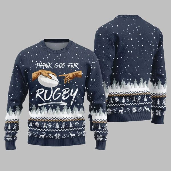 2025 Christmas Thank God For Rugby Ugly Christmas Sweater 4