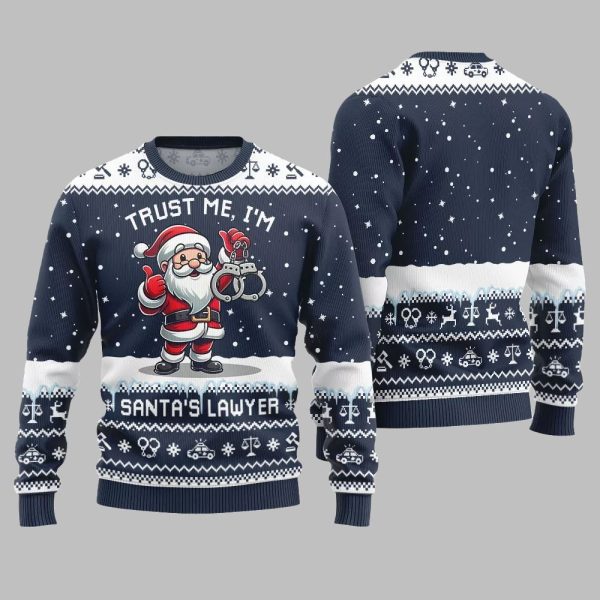2025 Christmas Trust Me Im Santa Lawyer Ugly Christmas Sweater 2