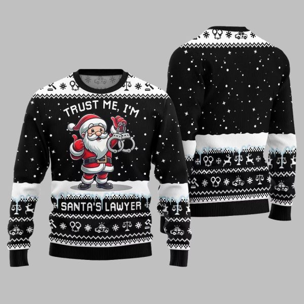 2025 Christmas Trust Me Im Santa Lawyer Ugly Christmas Sweater 3