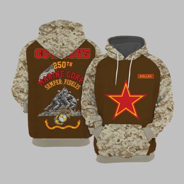 2025 Cowboys US Marine Corps 250th Year Anniversary Hoodie 1 1