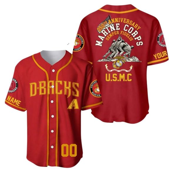 2025 Diamondbacks US Marine Corps 250th Year Anniversary Football Jersey 1 2