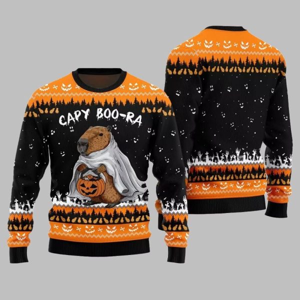 2025 Funny Capy Boo Ra Halloween Sweater 2