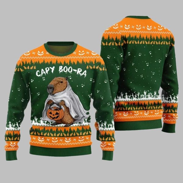 2025 Funny Capy Boo Ra Halloween Sweater 3