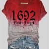 2025 Halloween 1692 Never Forget Salem Massachusetts Print V-Neck T-Shirt