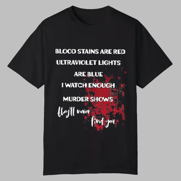 2025 Halloween Blood Stains Are Red Ultraviolet Lights Are Blue Shirt 0 0