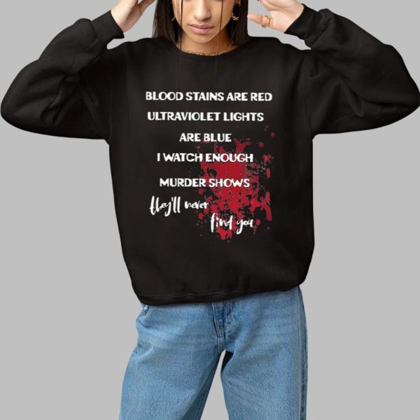 2025 Halloween Blood Stains Are Red Ultraviolet Lights Are Blue Shirt 1 1