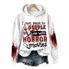 2025 Halloween Bloody I Just Want to Hug and Watch Horror Movies Hoodie 1 2