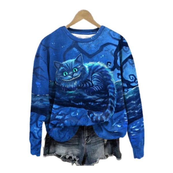 2025 Halloween Cat Print Sweatshirt 1 2