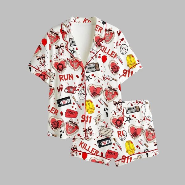 2025 Halloween Characters Horror Scary Movie Lover Pajamas Set 1