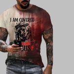 2025 Halloween I Am Covered By The Blood of Jesus Bloody Print T-Shirt