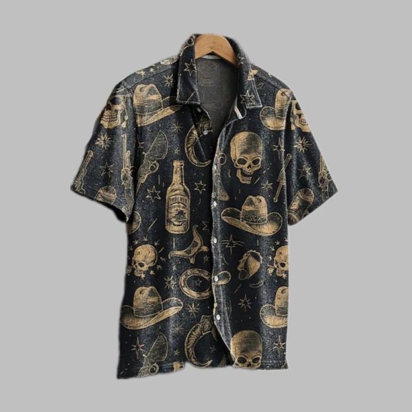 2025 Halloween Cowboy Skeletons Hawaiian Shirt 1 1