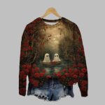 2025 Halloween Cute Ghost Print Crew Neck Sweatshirt
