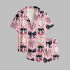 2025 Halloween Cute Ghosts Pumpkins Spiderwebs Bows Pajamas Set 1