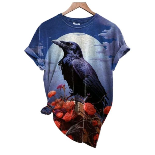 2025 Halloween Dark Crow Print T shirt 1 2