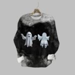 2025 Halloween Fun Ghost Print Sweatshirt