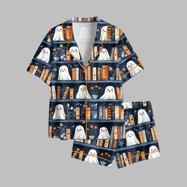 2025 Halloween Ghost Reading Books Bookish Pajamas Set 1