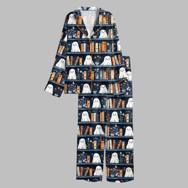 2025 Halloween Ghost Reading Books Bookish Pajamas Set 2
