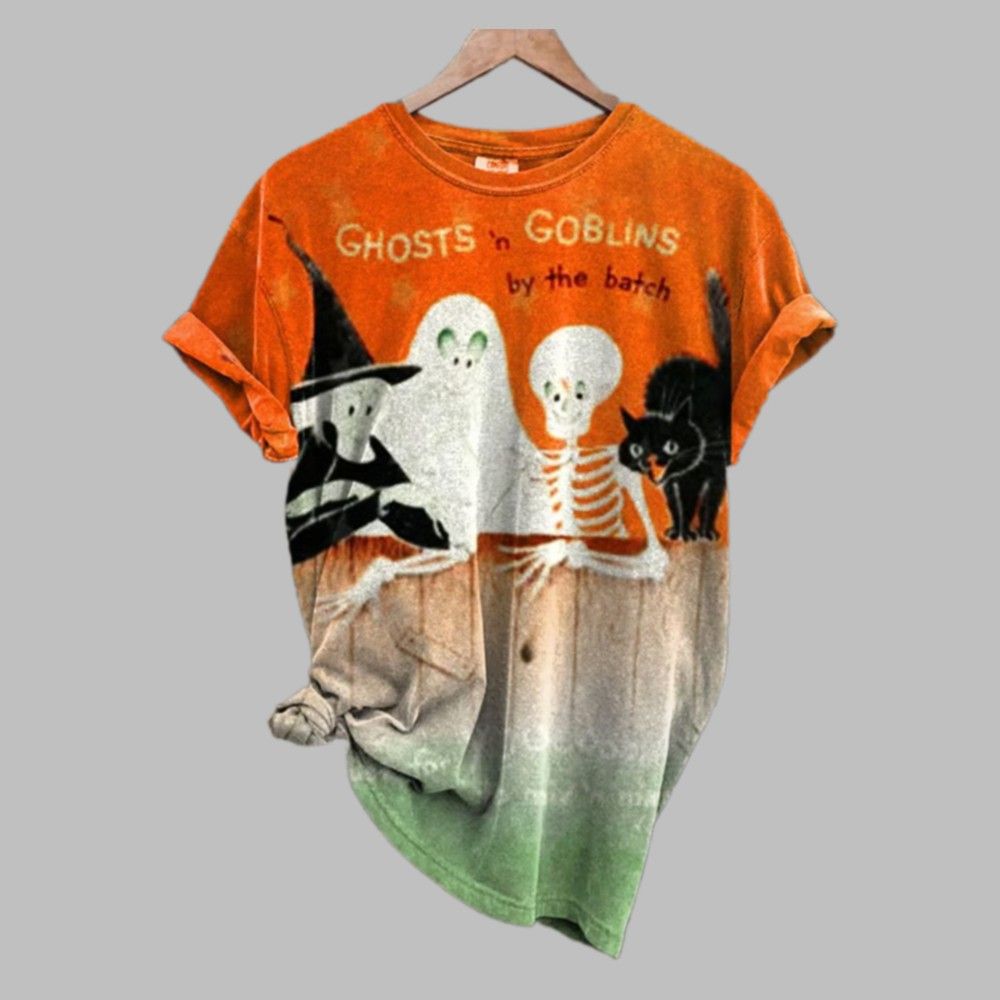 2025 Halloween Ghost n Goblins By The Batch Print T-shirt 2025 Halloween Ghost n Goblins By The Batch Print T-shirt