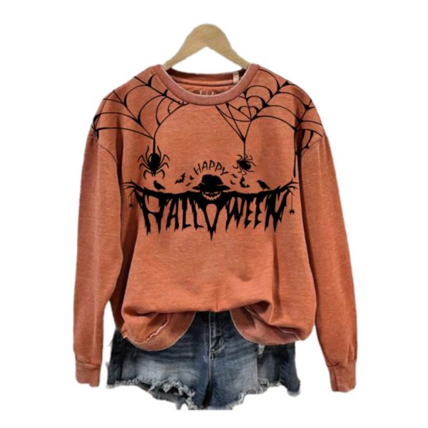 2025 Halloween Happy Halloween Print Sweatshirt 1 2
