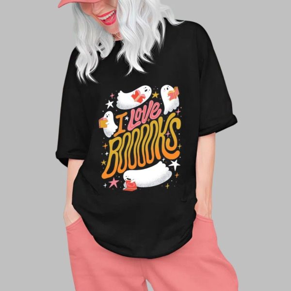 2025 Halloween I Love Booooks Ghosts Shirt 0 1