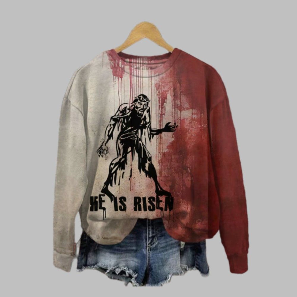 2025 Halloween Jesus He Is Risen Bloodstained Sweatshirt 1 1 2025 Halloween Jesus He Is Risen Bloodstained Sweatshirt 1 1